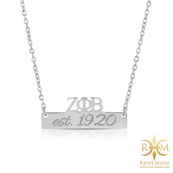 ZΦB Symbols Bar Necklace (Stainless Steel)