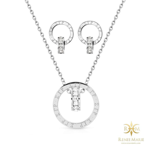 ΣΓΡ "Eternity" Necklace & Earrings Set (Stainless Steel)