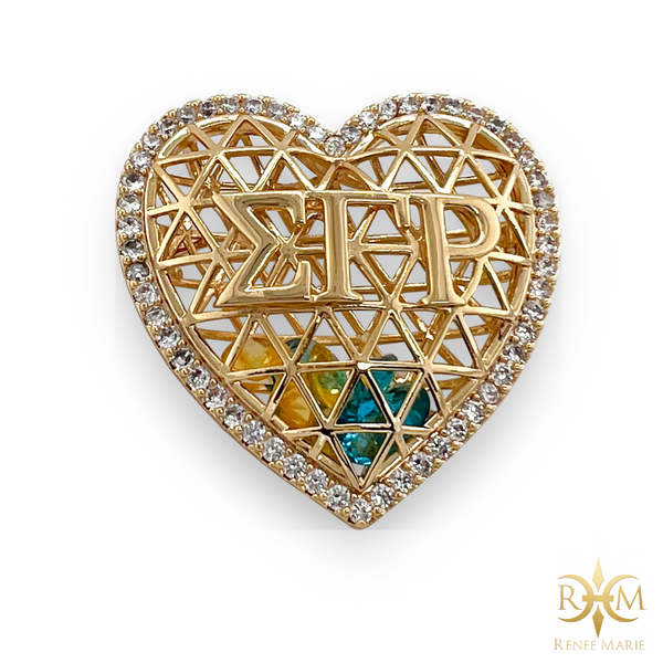 ΣΓΡ Floating Heart Brooch